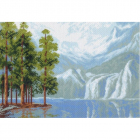 Рисунок на канве МП (37*49 см) 0667 «Сосны у горного озера»