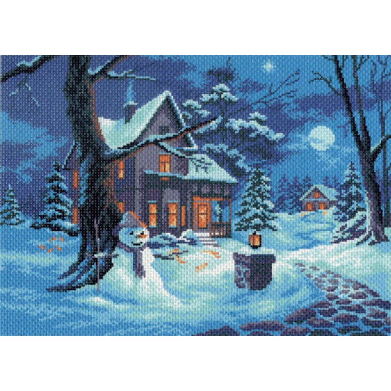 Рисунок на канве МП (37*49 см) 0644 «Зимний вечер»