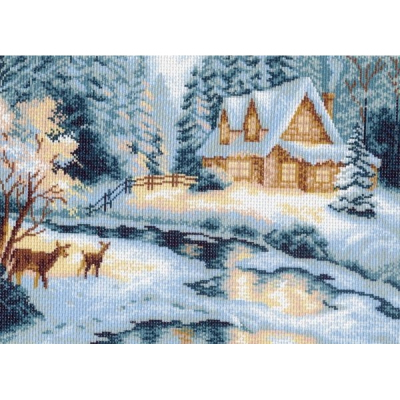 Рисунок на канве МП (37*49 см) 0643 «Таежный домик» в интернет-магазине Швейпрофи.рф