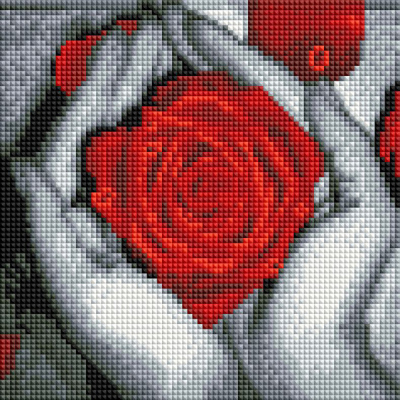 Алмазная мозаика Подсолнух UC145 «Роза в ладонях» 20*20 см на подрамнике в интернет-магазине Швейпрофи.рф