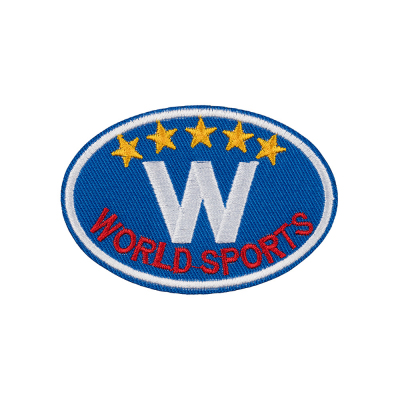 Термоаппликация L074 «World Sports»  8*5,5 см синий в интернет-магазине Швейпрофи.рф