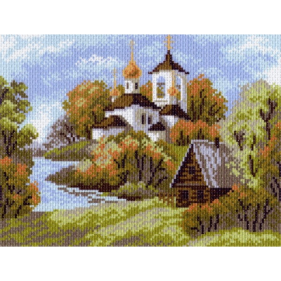Рисунок на канве МП (28*34 см) 0983 «Деревенская церковь» в интернет-магазине Швейпрофи.рф