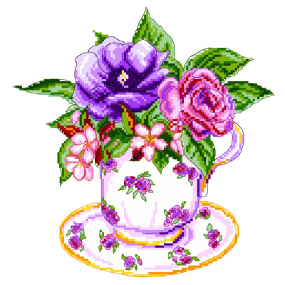 Рисунок на канве МП (28*37 см) 1906 «Роза в чашке» в интернет-магазине Швейпрофи.рф