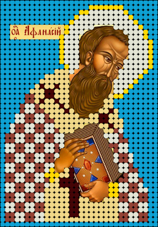 Ткань для вышивания бисером А6 КМИ-6364 «Святитель Афанасий» 7*10 см