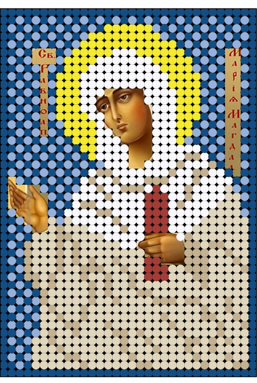Ткань для вышивания бисером А6 КМИ-6333 «Св. Мария» 7*10 см