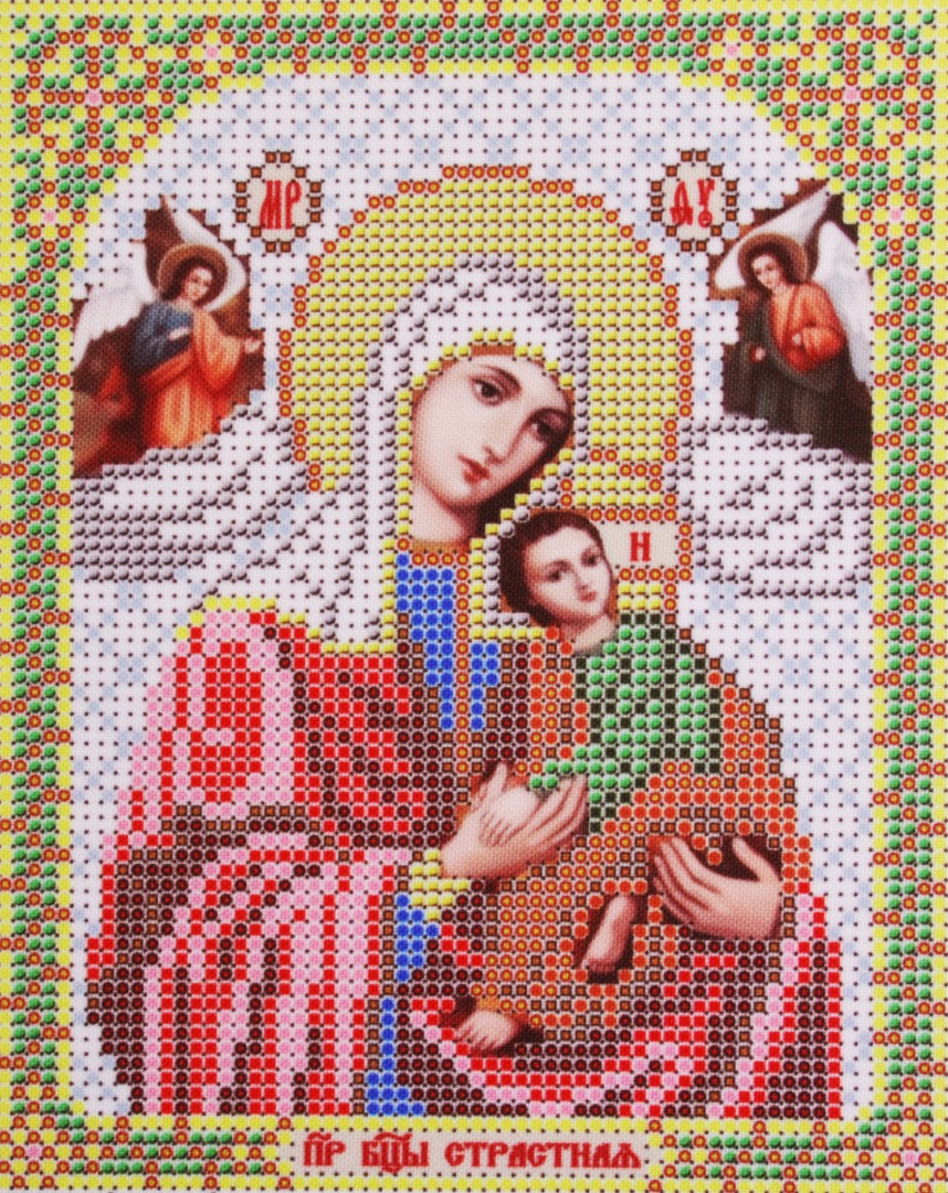 Ткань для вышивания бисером Благовест И-5078 Пр. Богородица Страстная 13,5*17см