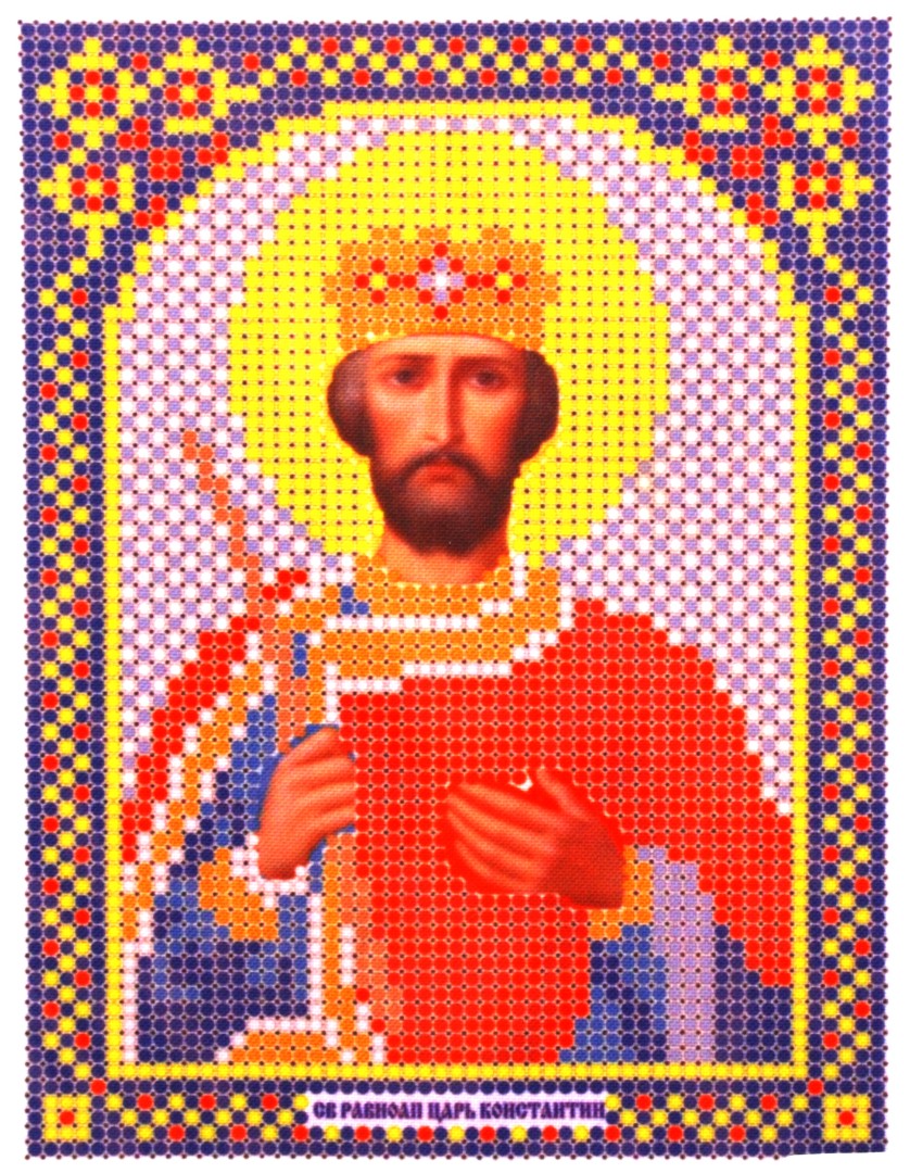 Ткань для вышивания бисером А5 иконы БИС МК-118 «Св. Константин» 12*16 см
