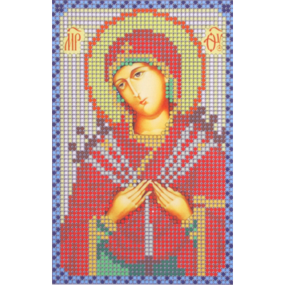 Ткань для вышивания бисером А5 КМИ-5311 «Богородица Семистрельная» 10*18 см в интернет-магазине Швейпрофи.рф