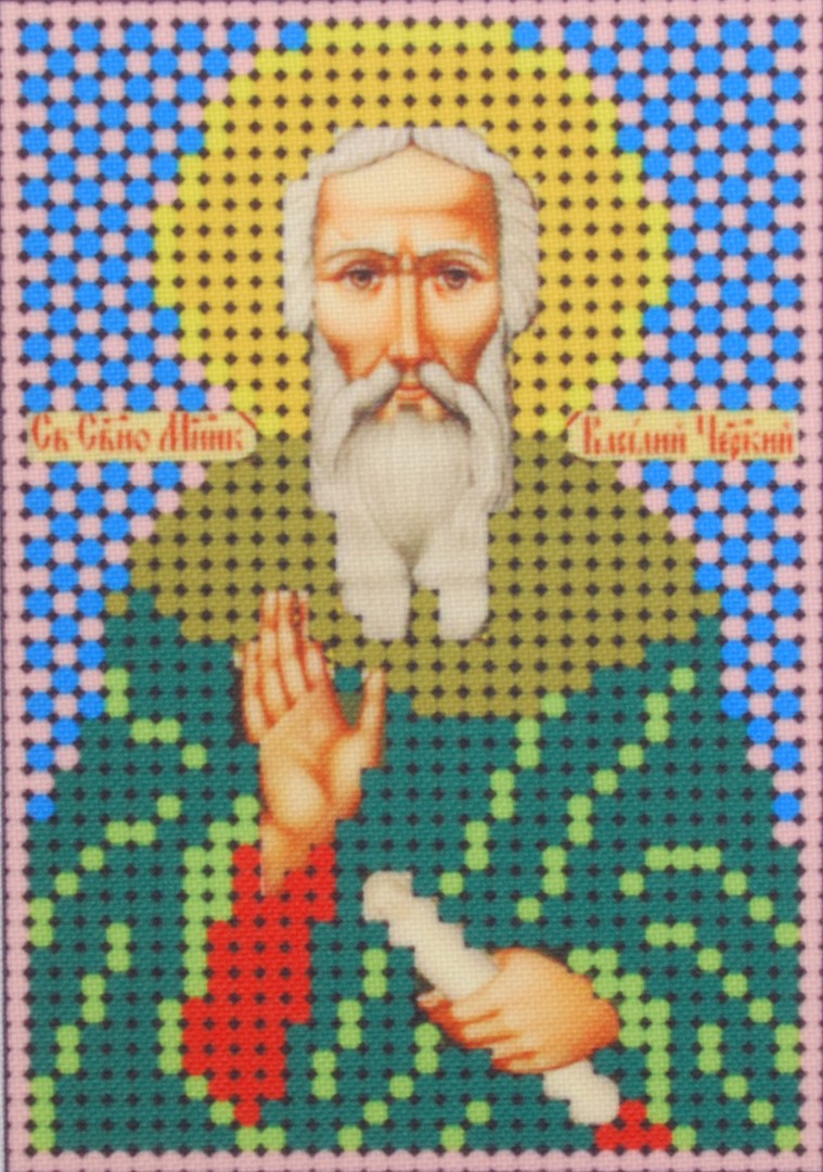 Ткань для вышивания бисером А6 КМИ-6356 «Св. Василий Великий» 7*10 см