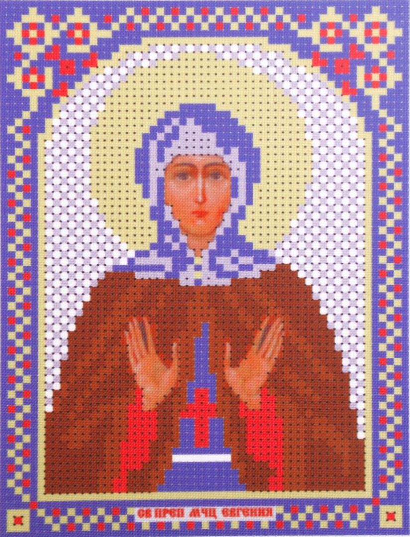Ткань для вышивания бисером А5 иконы БИС МК-037 «Св. Евгения» 12*16 см