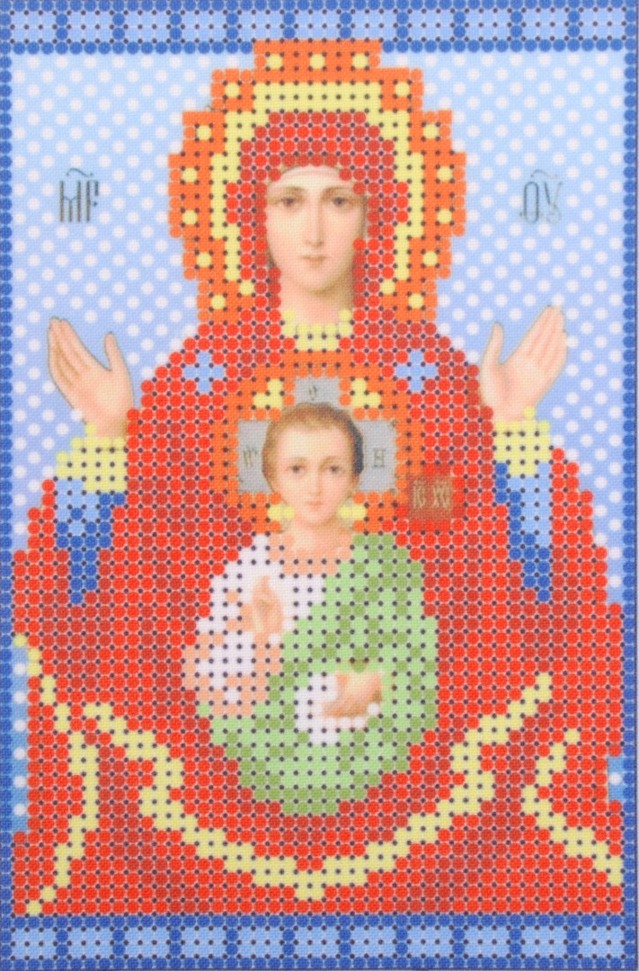 Ткань для вышивания бисером А5 КМИ-5419 «Пр. Богородица Знамение» 10*18 см