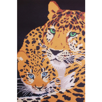 Ткань для вышивания бисером А3 КМЧ-3482 «Леопард с детенышем» 25*37 см в интернет-магазине Швейпрофи.рф
