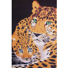 Ткань для вышивания бисером А3 КМЧ-3482 «Леопард с детенышем» 25*37 см