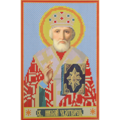 Ткань для вышивания бисером А4 КМИ-4304 «Св. Николай Чудотворец» 18*25,5 см в интернет-магазине Швейпрофи.рф