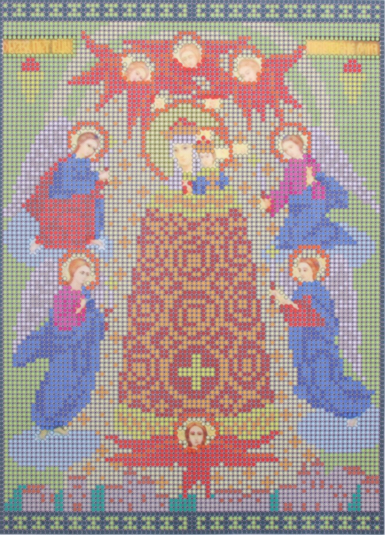 Ткань для вышивания бисером А4 КМИ-4362 «Богородица Прибавление ума» 18*25,5 см