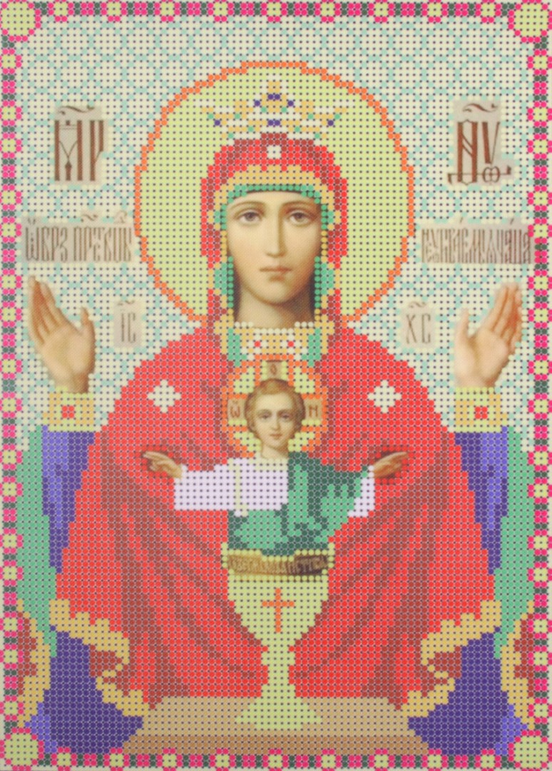 Ткань для вышивания бисером А4 КМИ-4403 «Богородица Неупеваемая чаша» 18*25,5 см