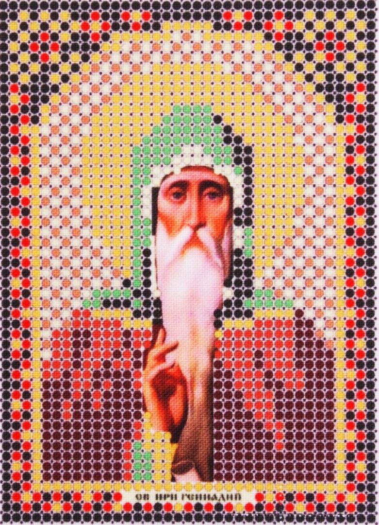 Ткань для вышивания бисером А6 иконы БИС ММ-038 «Св. Генадий» 7,5*10,5 см