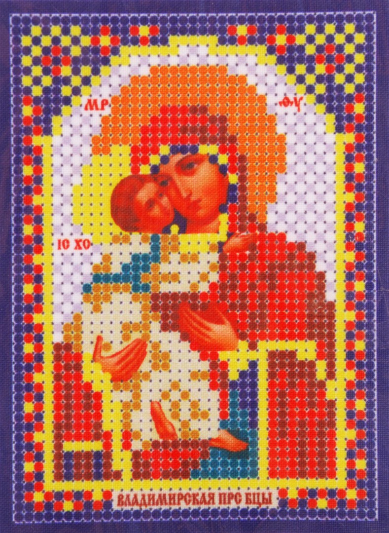 Ткань для вышивания бисером А6 иконы БИС ММ-074 «Пр. Б-ца Владимирская» 7,5*10,5 см