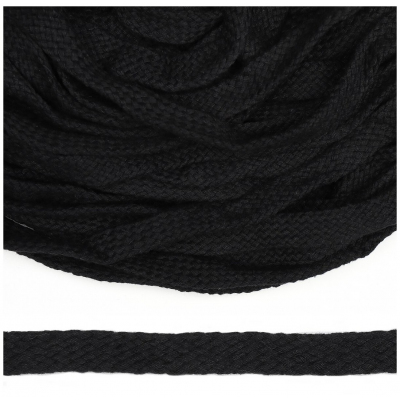 Шнур плоский 15 мм х/б  уп 25 м турецкое плетение 032 черный в интернет-магазине Швейпрофи.рф