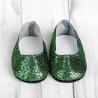 Обувь для игрушек (Туфли) 4258940 «Блестки-кругляши» 7,0 см зеленый (пара) в интернет-магазине Швейпрофи.рф