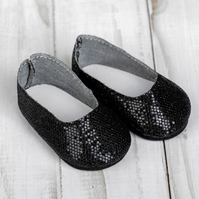 Обувь для игрушек (Туфли) 4258941 «Блестки-кругляши» 7,0 см черный (пара) в интернет-магазине Швейпрофи.рф
