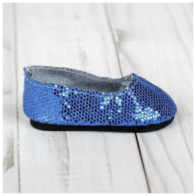Обувь для игрушек (Туфли) 4258944 «Блестки-кругляши» 7,0 см синий (пара) в интернет-магазине Швейпрофи.рф
