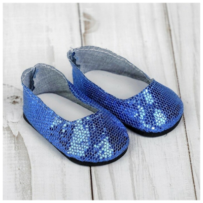 Обувь для игрушек (Туфли) 4258944 «Блестки-кругляши» 7,0 см синий (пара) в интернет-магазине Швейпрофи.рф