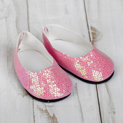 Обувь для игрушек (Туфли) 4258945 «Блестки-кругляши» 7,0 см розовый (пара) в интернет-магазине Швейпрофи.рф
