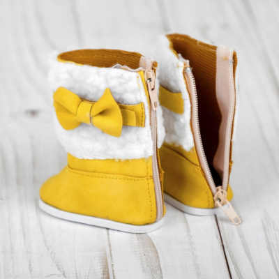 Обувь для игрушек (Сапожки) 4258977 «Бантик» 7 см желтый в интернет-магазине Швейпрофи.рф
