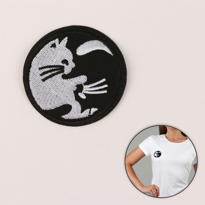 Термоаппликация 4699328 «Кошка в круге» черный/белый 6 см в интернет-магазине Швейпрофи.рф
