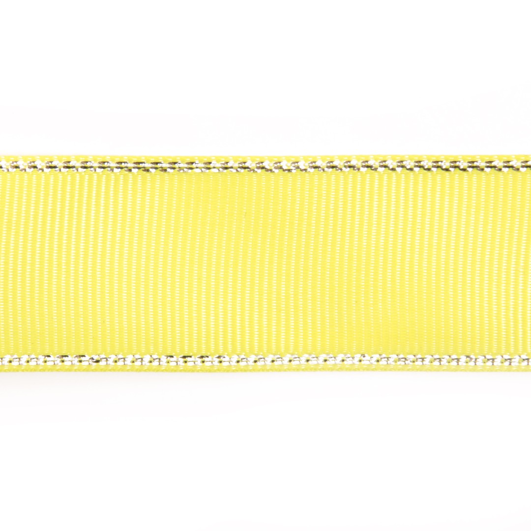 Лента репсовая 25 мм с люрексом (уп. 22,5 м) 23 желтый/серебро