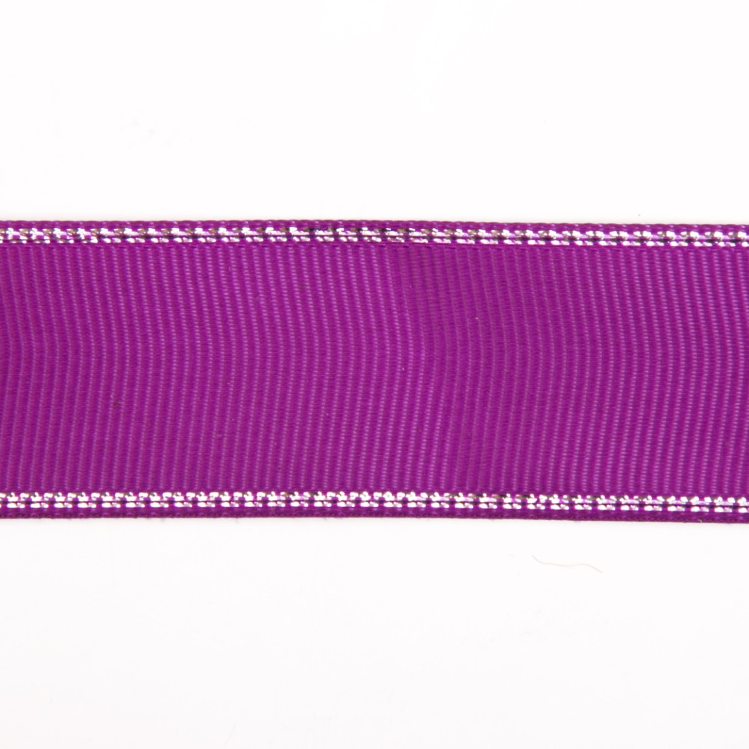 Лента репсовая 25 мм с люрексом (уп. 22,5 м) 85 фиолет./серебро