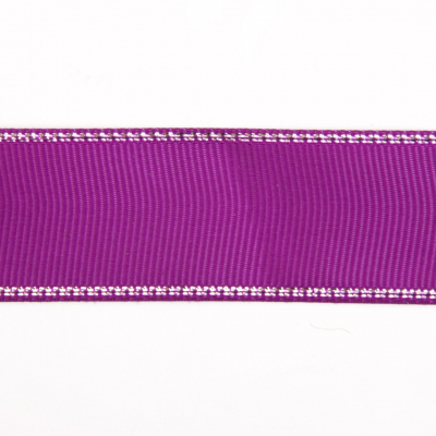 Лента репсовая 25 мм с люрексом (уп. 22,5 м) 85 фиолет./серебро в интернет-магазине Швейпрофи.рф