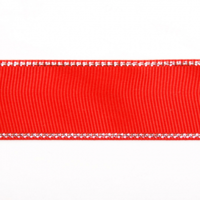 Лента репсовая 25 мм с люрексом (уп. 22,5 м) 57 красный/серебро в интернет-магазине Швейпрофи.рф