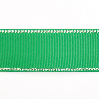 Лента репсовая 25 мм с люрексом (уп. 22,5 м)120 зеленый/серебро в интернет-магазине Швейпрофи.рф