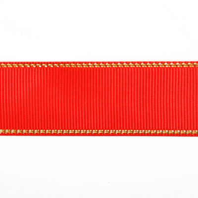 Лента репсовая 25 мм с люрексом (уп. 22,5 м) 57 красный/золото в интернет-магазине Швейпрофи.рф