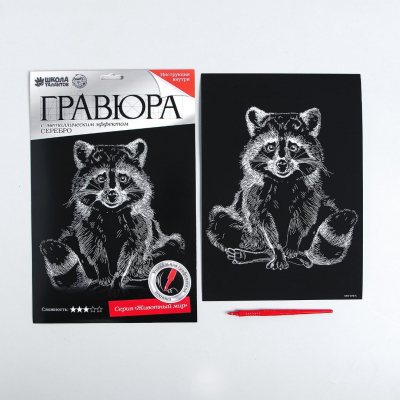 Гравюра Школа Талантов 4063542 «Енот» 21*29 см Гр с эффектом серебро в интернет-магазине Швейпрофи.рф