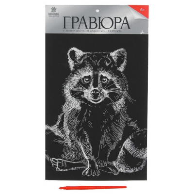 Гравюра Школа Талантов 4063542 «Енот» 21*29 см Гр с эффектом серебро в интернет-магазине Швейпрофи.рф