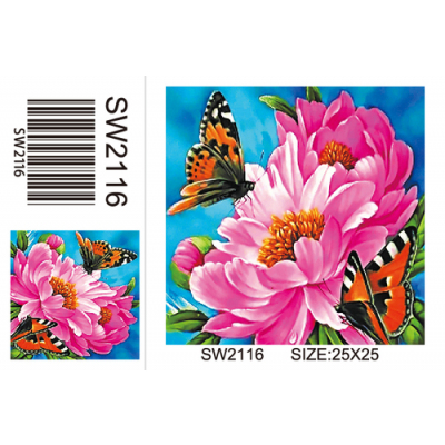 Алмазная мозаика NEW WORLD SW2116 «Бабочки на цветах» 25*25 см в интернет-магазине Швейпрофи.рф