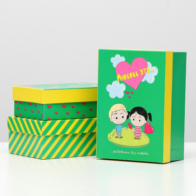 Коробка подарочная «Любовь это...» 19*12 см 6489493 зеленый в интернет-магазине Швейпрофи.рф