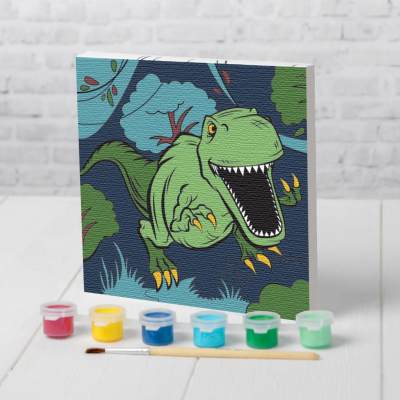 Картина по номерам Арт Узор 4719043 «Динозавр в джунглях» 15*15 см в интернет-магазине Швейпрофи.рф