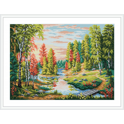Рисунок на канве М.П. Студия СК-022 «Рассвет в лесу» 40*50 см в интернет-магазине Швейпрофи.рф