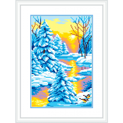 Рисунок на канве М.П. Студия СК-044 «Зимний закат» 21*30 см в интернет-магазине Швейпрофи.рф