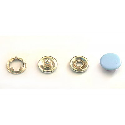 Кнопки «BABY»  9,5 мм (шляпка цветная) (уп. 1440 шт.) нержавейка голубой в интернет-магазине Швейпрофи.рф