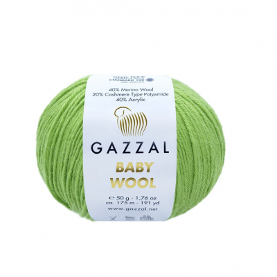 Пряжа Бэби Вул  (Baby Wool Gazzal ), 50 г / 175 м  821 салатовый в интернет-магазине Швейпрофи.рф