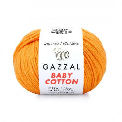 Пряжа Бэби Коттон (Baby Cotton Gazzal  50 г / 165 м 3416 желтый в интернет-магазине Швейпрофи.рф