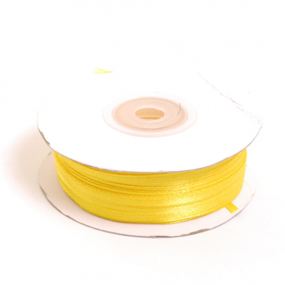 Лента атласная 3 мм (рул. 100 м)  двухсторонняя  №040 жёлтый в интернет-магазине Швейпрофи.рф