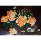 Ткань для вышивания бисером А3 БИС 579 «Розы в вазе» 33*45 см