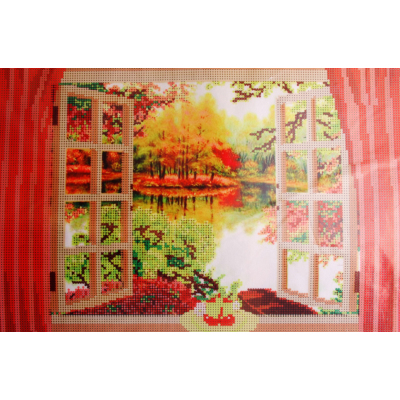 Ткань для вышивания бисером А3 КМЧ-3461 «Окно в осень» 24,5*36,5 см в интернет-магазине Швейпрофи.рф
