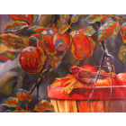 Ткань для вышивания бисером М.П.Студия Г-014 «Осенняя птичка» 40*50 см